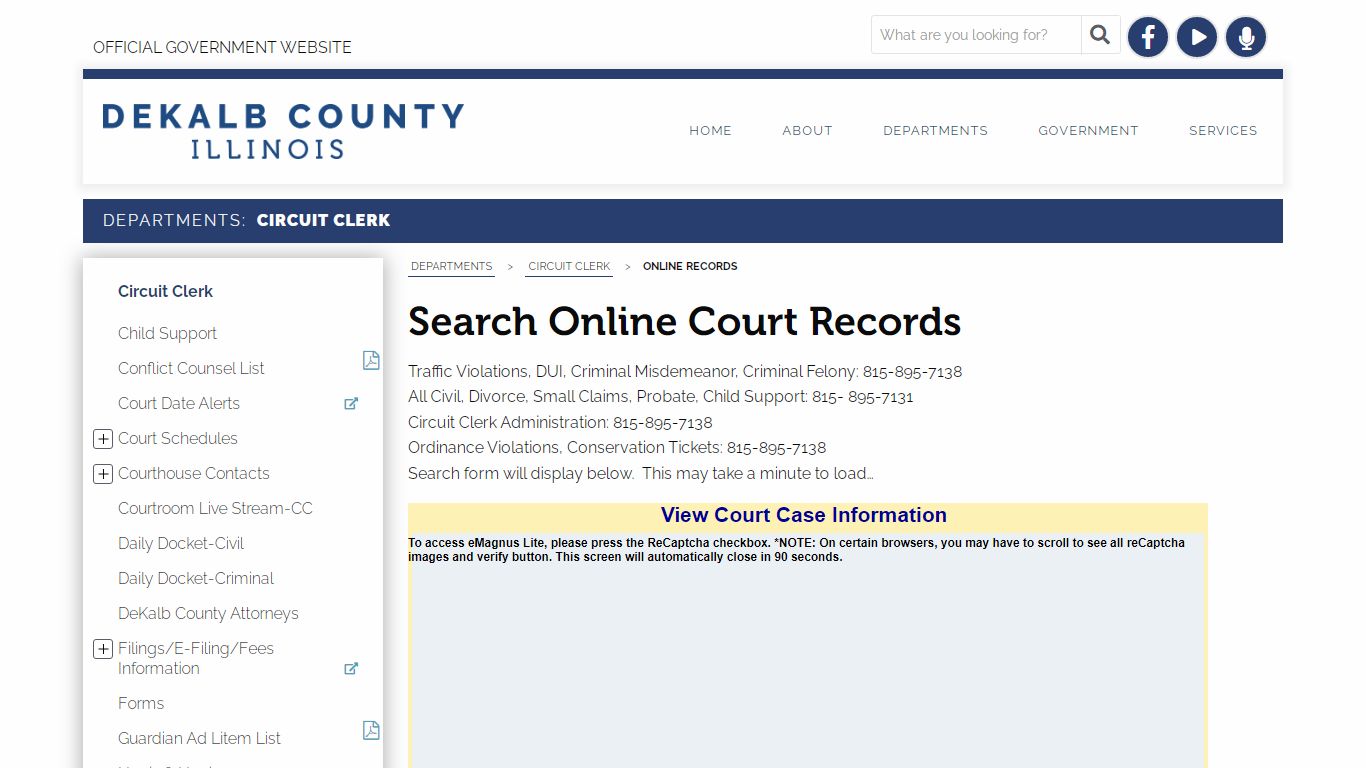 Search Online Court Records - DeKalb County, Illinois